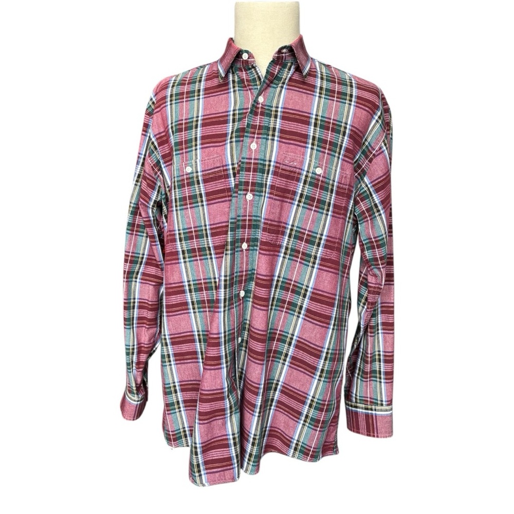L.L. Bean vintage made in USA plaid long sleeve button down mens shirt | XL Tall